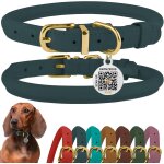 Collier en cuir roul pour chien avec etiquette d'identification qr colliers ronds souples ajustables ...