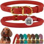 Collier en cuir roul pour chien avec etiquette d'identification qr colliers ronds souples ajustables ...
