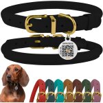 Collier en cuir roul pour chien avec etiquette d'identification qr colliers ronds souples ajustables ...
