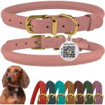 Collier en cuir roul pour chien avec etiquette d'identification qr colliers ronds souples ajustables ...
