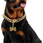 Collier etrangleur en chaîne dorée pour chien, maillon cubain solide, robuste et résistant aux morsures, ... Collier etrangleur en chaîne dorée pour chien, maillon cubain solide, robuste et résistant aux morsures, ...