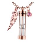 Collier en forme d'aile d'ange, pendentif commmoratif en acier inoxydable, 12 couleurs, pierre de naissance, ...
