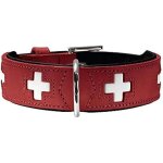 Collier - hunter - 35 - 39. 5 cm - rouge / noir - cuir souple - acier inoxydable