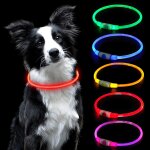 Collier lumineux led pour chien et chat, rechargeable usb, d�coupable, imperm�able, r�glable pour petits, ...