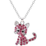 Collier pendentif chat, 45 + 5, 1cm cha�ne d'extension mignon collier en strass pour chat scintillant ...