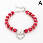 Collier rglable pour chat, 1 pice, avec pendentif d'amour, perle, strass, bijoux, pour petits chiens, ...