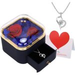 Collier rose eternelle stabilis�e argent 925 zircon cubique cadeau femme fille anniversaire saint - valentin ...
