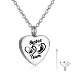 Collier d'urne d'animal familier d'empreinte de patte de chien argent pour des cendres, bijoux de crmation, ...