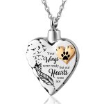 Collier d'urne commmorative en acier inoxydable pour animaux de compagnie, empreinte de patte de chien ...
