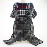Combinaison a carreaux en denim pour chien et chat, sweat a capuche pour animal de compagnie, veste en ...