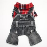 Combinaison a carreaux en denim pour chien et chat, sweat a capuche pour animal de compagnie, veste en ... Combinaison a carreaux en denim pour chien et chat, sweat a capuche pour animal de compagnie, veste en ...