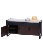 Commode � chaussures avec si�ge hwc - a27, commode banc 53x110x30cm structure 3d m�tal brun fonc�