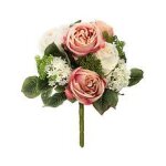 Composition florale artificielle bouquet de rose h 35 cm