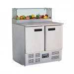 Comptoir réfrigéré à pizza 256 litres, 2 portes gn, plan de travail en marbre, avec pare haleine, 155 ... Comptoir réfrigéré à pizza 256 litres, 2 portes gn, plan de travail en marbre, avec pare haleine, 155 ...