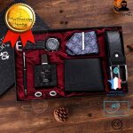 Confo mode creative gift set ceinture portefeuille cravate parfum boutons de manchette ceinture quartz ...