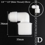 Connecteur de tuyau d'eau a osmose inverse, 1 / 4 pouces, 10 pices, pour purificateur d'eau, pom mle, ...