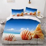 Coquillage ��toile de mer housse de couette x imprim�� d oc��an parure de lit personnes ado fille enfants ...