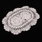 Dcor de table en dentelle au crochet ovale, tapis de tasse, dcor de table de fte de mariage