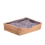Corbeille pour chien rectangulaire, panier en osier naturel double avec joli coussin gris imprim petits ...