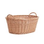 Corbeille, panier � linge ovale en osier naturel