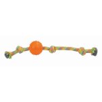Corde avec noeuds et balle a picots 47 cm - jouet pour chien Corde avec noeuds et balle a picots 47 cm - jouet pour chien