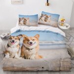 Corgi housse de couette x imprim�� d chien de compagnie parure de lit personnes ado fille enfants microfibre ...