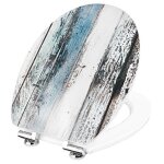 Cornat abattant wc wooden brillant de surface en acrylique avec syst�me d'abaissement automatique motif ...