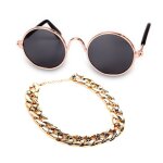Costume pour chien et chat, ensemble de 2 / 3 / 4 pi�ces, lunettes de soleil a la mode, collier en cha�ne, ...