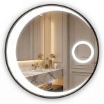 Costway 61 x 61 cm miroir de salle de bain rond, 3 couleurs, fonction antibu�e, cadre en aluminium, miroir ...