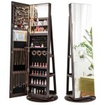 Costway armoire à bijoux pivotante à 360 sur pieds, lumières led 3 couleurs, etagères de rangement arrière, ... Costway armoire à bijoux pivotante à 360 sur pieds, lumières led 3 couleurs, etagères de rangement arrière, ...