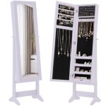 Costway armoire  bijoux sur pied avec miroir plein long, 3 angles rglables, crochets pour colliers, ...