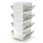 Costway bo�te rangement plastique 168l, 4 caisses de rangement pliables avec 4 roulettes et couvercles, ...