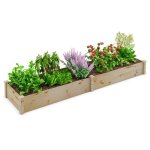 Costway carr� potager de jardin rectangulaire en bois de sapin 240x60x25cm jardini�re sur�lev�e avec ...
