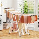Costway etendoir  linge pliable 20 barres de schage, 28 pinces  chaussettes, 4 supports  chaussures ...