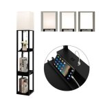 Costway lampadaire salon sur pied avec ampoule led 5000k luminosit a 3 niveaux 1 tiroir et 1 port usb ...