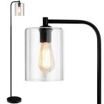 Costway lampadaire sur pied industriel 168cm avec abat - jour en verre suspendu, interrupteur au pied ...