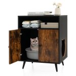 Costway maison de toilette pour chat a double portes, 60x45x75 cm, meuble / bac a liti�re 2 niveaux avec ...