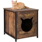 Costway maison de toilette pour chats avec porte 50x53x55cm meuble a litire avec cadre en mtal et pieds ...