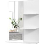 Costway miroir salle de bain avec 3 etag�res, meuble de rangement ouvert avec miroir hd pour toilette ...
