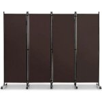 Costway paravent � roulettes 4 panneaux pliable, cloison de s�paration pi�ce sur pied prot�ger priv�e, ...