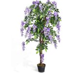 Costway plante artificielle wisteria avec pot avec fleurs violetes d�coration pour int�rieur ou ext�rieur ...