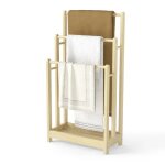 Costway porte - serviettes sur pied pour salle de bain - 3 barres et etag�re de rangement inf�rieure ...