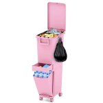 Costway poubelle de cuisine 30 l tri selectif - 3 bac - tiroir centrals pour rangement les support sac ...