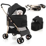 Costway poussette buggy pliable animaux - auvent r�glable, coussin amovible, 4 roues - charge 15kg - ...