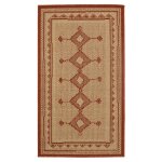 Cottage - tapis r�versible motifs vintages aspect sisal 110 x 60 cm beige / rouge