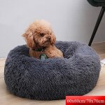 Couchage panier chien chat corbeille coussin rond hiver chaud en peluche lit animal gris fonc 60 cm ...
