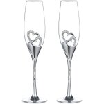 Coupe de champagne d�amour en cristal et m�tal