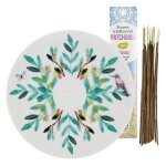 Coupelle porte - encens en porcelaine aquarelle + encens indien au patchouli