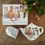 Coupelle pour sachets de th en porcelaine - chats - alex clark