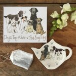 Coupelle pour sachets de th en porcelaine - chiens - alex clark